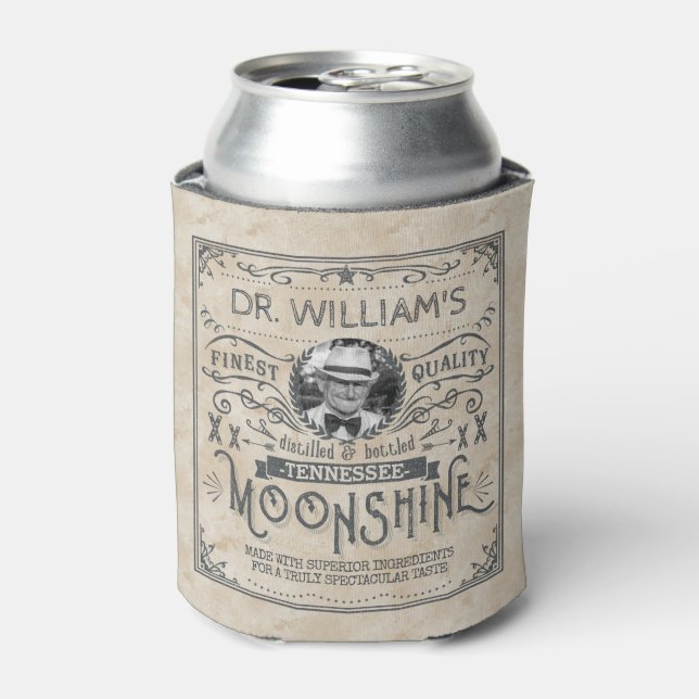 Funny Vintage Moonshine Hillbilly Medicine Custom Can Cooler (Can Front)