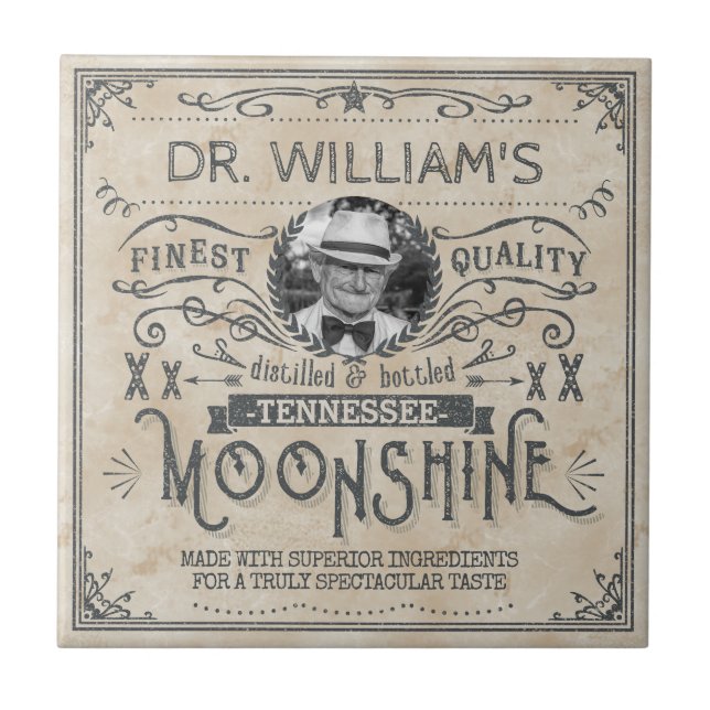 Funny Vintage Moonshine Hillbilly Medicine Custom Tile (Front)