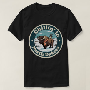 Funny Vintage North Dakota Bison Scarf Winter T-Shirt