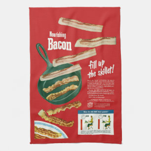Funny Vintage NOURISHING BACON Advertisement  Tea Towel
