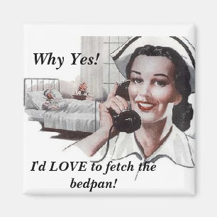 Funny Vintage Nurse In A Retro Hospital Magnet