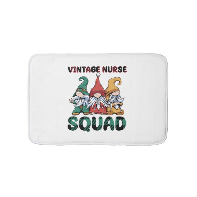Funny Vintage Nurse Squad Nursing Gnomes Bath Mat (Front)