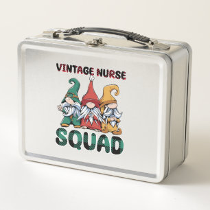 Funny Vintage Nurse Squad Nursing Gnomes Metal Lunch Box