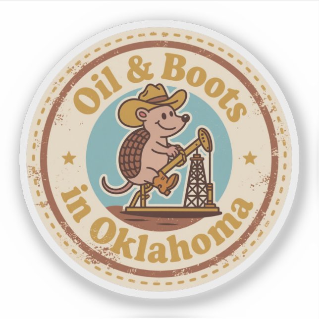 Funny Vintage Oklahoma Armadillo Cowboy Retro (Front)