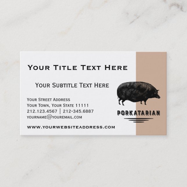 Funny Vintage Pig Bacon Lover Humour Business Card (Front)