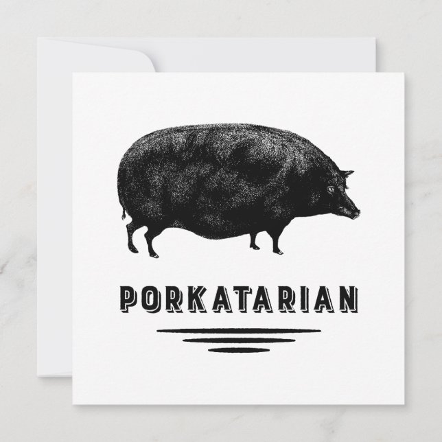 Funny Vintage Pig Bacon Lover Humour Invitation (Back)