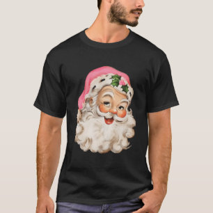 Funny Vintage Pink Santa Claus Pink Christmas Desi T-Shirt