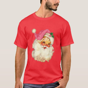 Funny Vintage Pink Santa Claus Pink Christmas Desi T-Shirt