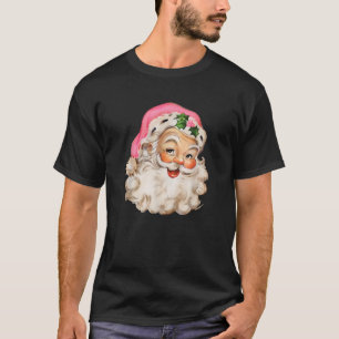 Funny Vintage Pink Santa Claus Pink Christmas Desi T-Shirt
