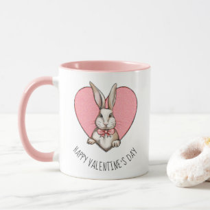  Funny Vintage Rabbit Heart Custom Valentine's Day Mug