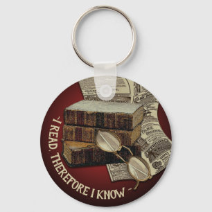 Funny Vintage Reading Key Ring
