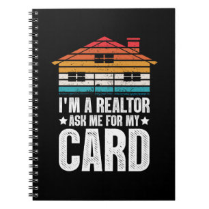 Funny Vintage Real Estate Broker Realtor Card Notebook