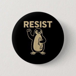 Funny Vintage Resist Penguin Activism Graphic Desi 6 Cm Round Badge