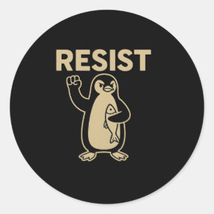 Funny Vintage Resist Penguin Activism Graphic Desi Classic Round Sticker