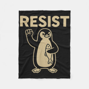 Funny Vintage Resist Penguin Activism Graphic Desi Fleece Blanket