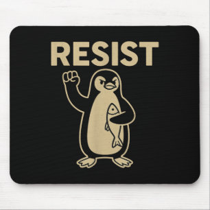 Funny Vintage Resist Penguin Activism Graphic Desi Mouse Mat