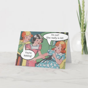 Funny Vintage Retro Cartoon Comic Birthday Card