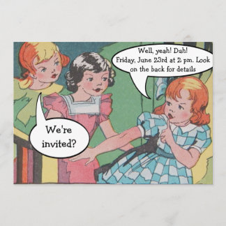Funny Vintage Retro Cartoon Comic Party Invitation