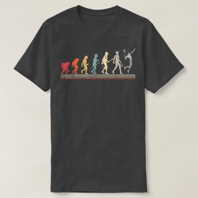 Funny Vintage Retro Style Evolution Badminton  T-Shirt (Design Front)