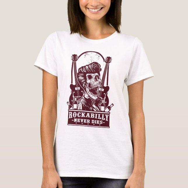 Funny Vintage Rockabilly Skeleton T-Shirt (Front)