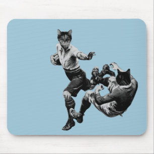 funny vintage rugby playing cats mouse mat
