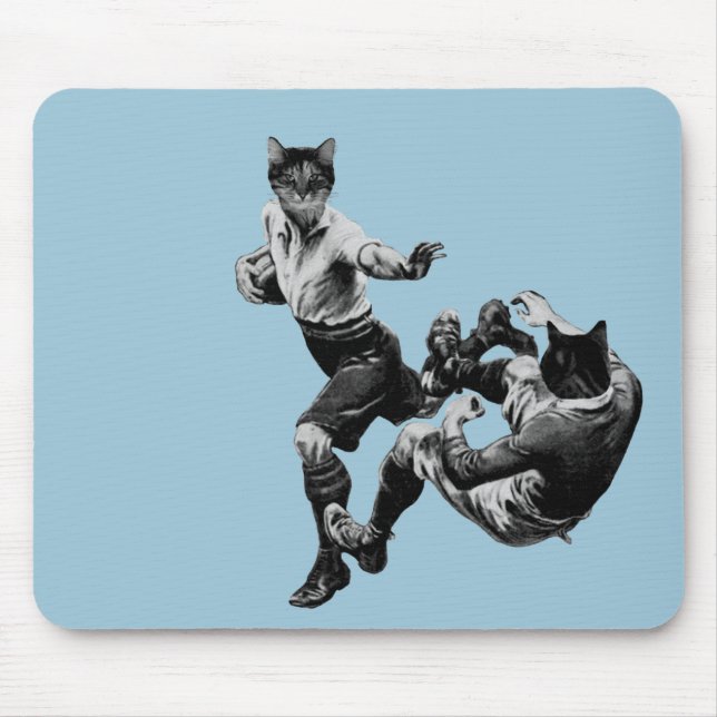 funny vintage rugby playing cats mouse mat (Front)