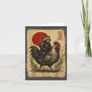 Funny Vintage Samurai Raccoon Japanese Graphic Uki Card