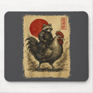 Funny Vintage Samurai Raccoon Japanese Graphic Uki Mouse Mat