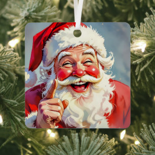 Funny Vintage Santa Claus Christmas Metal Tree Decoration