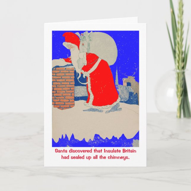 Funny Vintage Santa Climate Change Christmas Holiday Card (Front)
