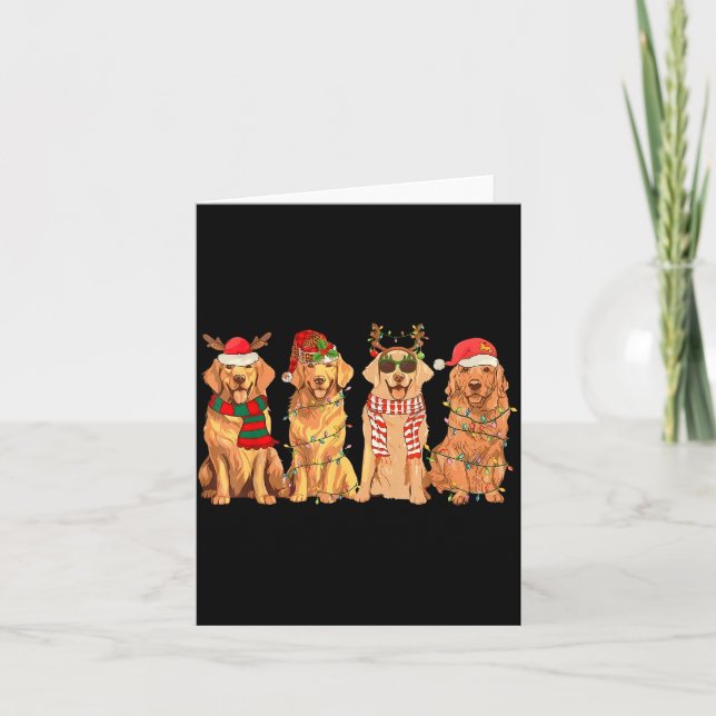Funny Vintage Santa Golden Retriever Dogs Christma Card (Front)