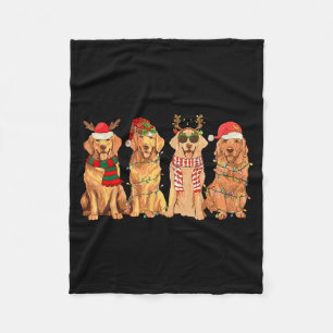 Funny Vintage Santa Golden Retriever Dogs Christma Fleece Blanket