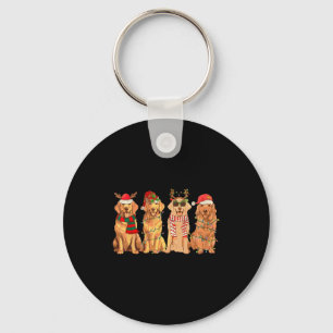 Funny Vintage Santa Golden Retriever Dogs Christma Key Ring