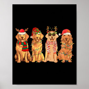 Funny Vintage Santa Golden Retriever Dogs Christma Poster
