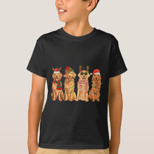 Funny Vintage Santa Golden Retriever Dogs Christma T-Shirt