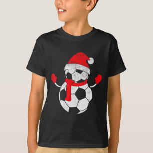 Funny Vintage Santa Hat Christmas Snowman Soccer P T-Shirt