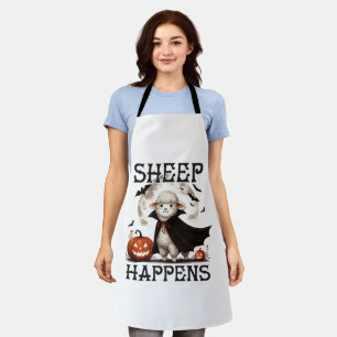 Funny Vintage Sheep Happens Halloween Apron