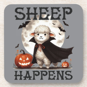 Funny Vintage Sheep Happens Halloween Coaster