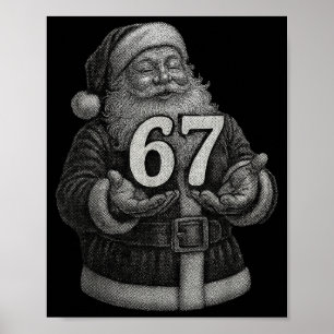 Funny Vintage Six Seven 6 7 Meme Santa Christmas 6 Poster