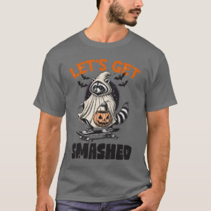 Funny Vintage Skateboarding Racoon Halloween T-Shirt