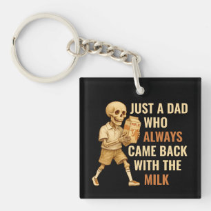 Funny Vintage Skeleton Dad Milk Joke Key Ring