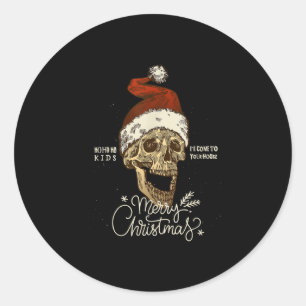 Funny Vintage Skeleton Skull Santa Merry Christmas Classic Round Sticker