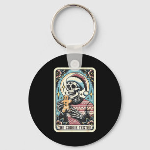 Funny Vintage Skeleton The Cookie Tester Tarot Car Key Ring