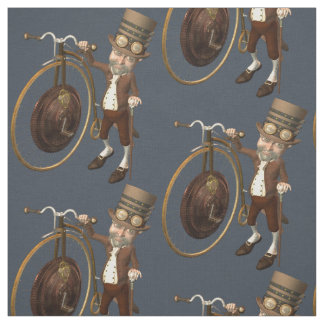 Funny Vintage Steampunk Penny Farthing Fabric