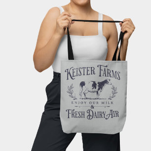 Funny Vintage Style Cattle Farm Joke Sign Blue Tote Bag
