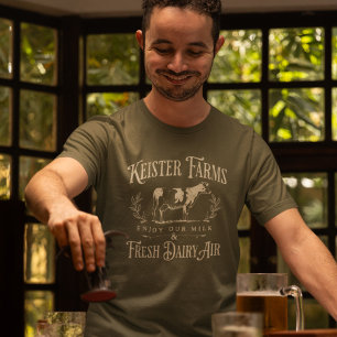 Funny Vintage Style Dad Joke Farm Fresh Cow T-Shirt