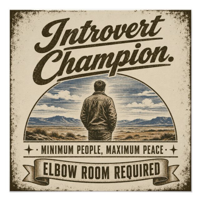 Funny vintage-style introvert design poster (Front)