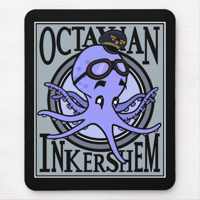 FUNNY VINTAGE STYLE OCTOPUS MOUSE PAD (Front)