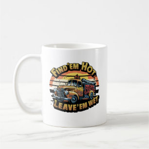 Funny Vintage Sunset Fire Truck Graphic Coffee Mug