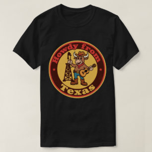 Funny Vintage Texas Longhorn Cowboy Guitar Retro T-Shirt